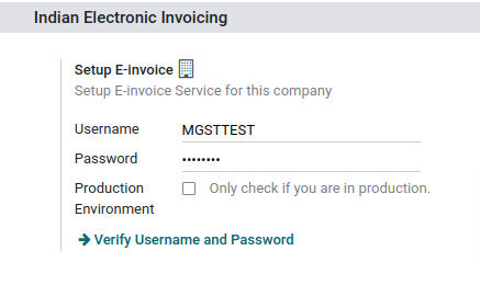 Setup e-invoice service