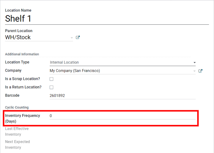 Edit a location to change the inventory frequency.