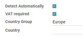 Example of settings to apply a Fiscal Position automatically