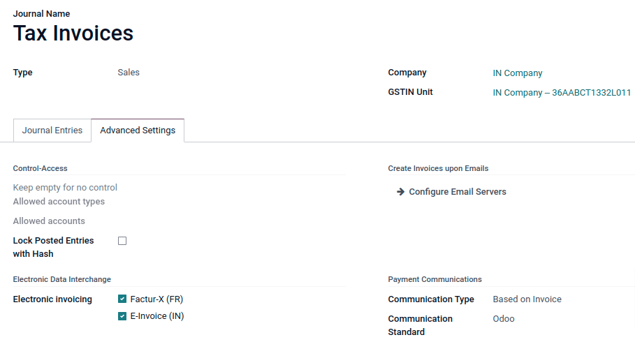 Journal configuration