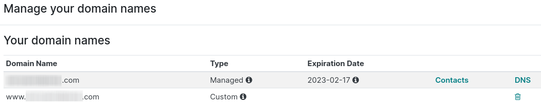 Management of the domain names linked to an Odoo database