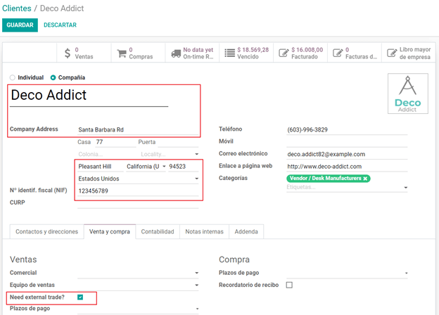 External trade invoice