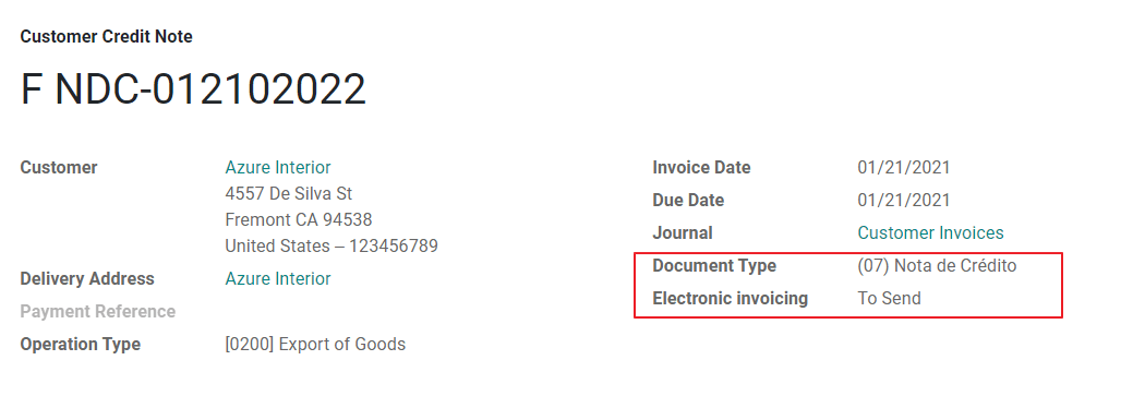 Credit Note document type